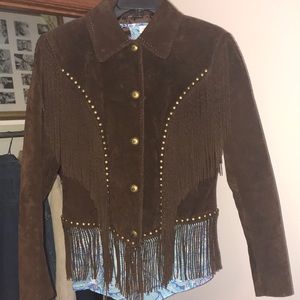 Mocha, Suede, Fringed Jacket
